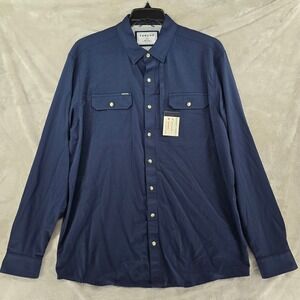 Poncho Outdoors Shirt Mens XLT Navy Blue Magnetic Pockets Long Sleeve New
